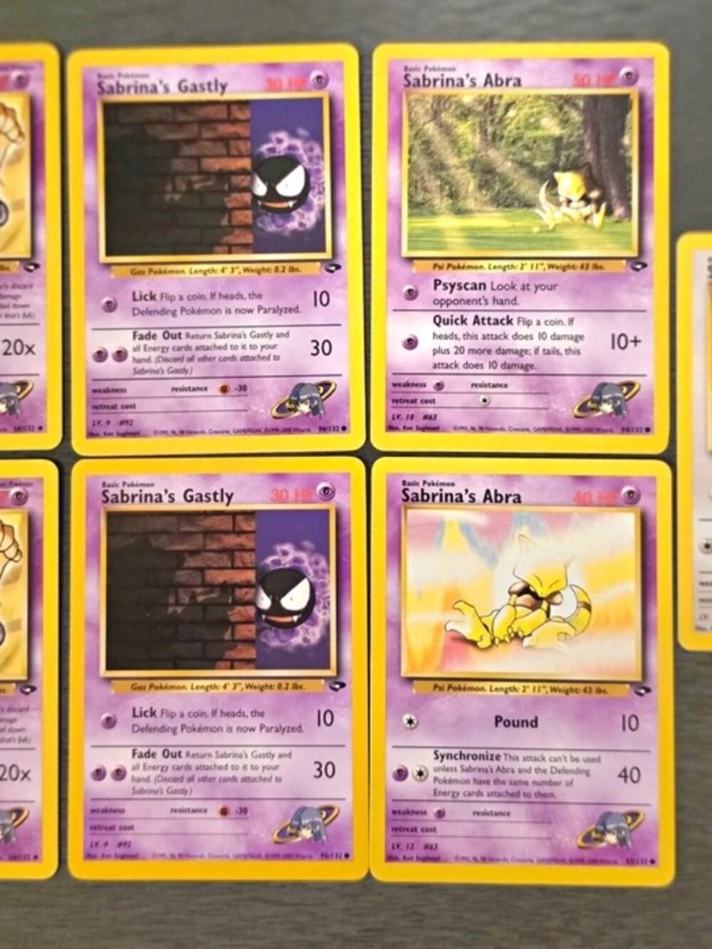 Nintendo Pokemon TCG Gym Challenge 7-Card Lot Sabrina's Hypno/Gastly/Abra